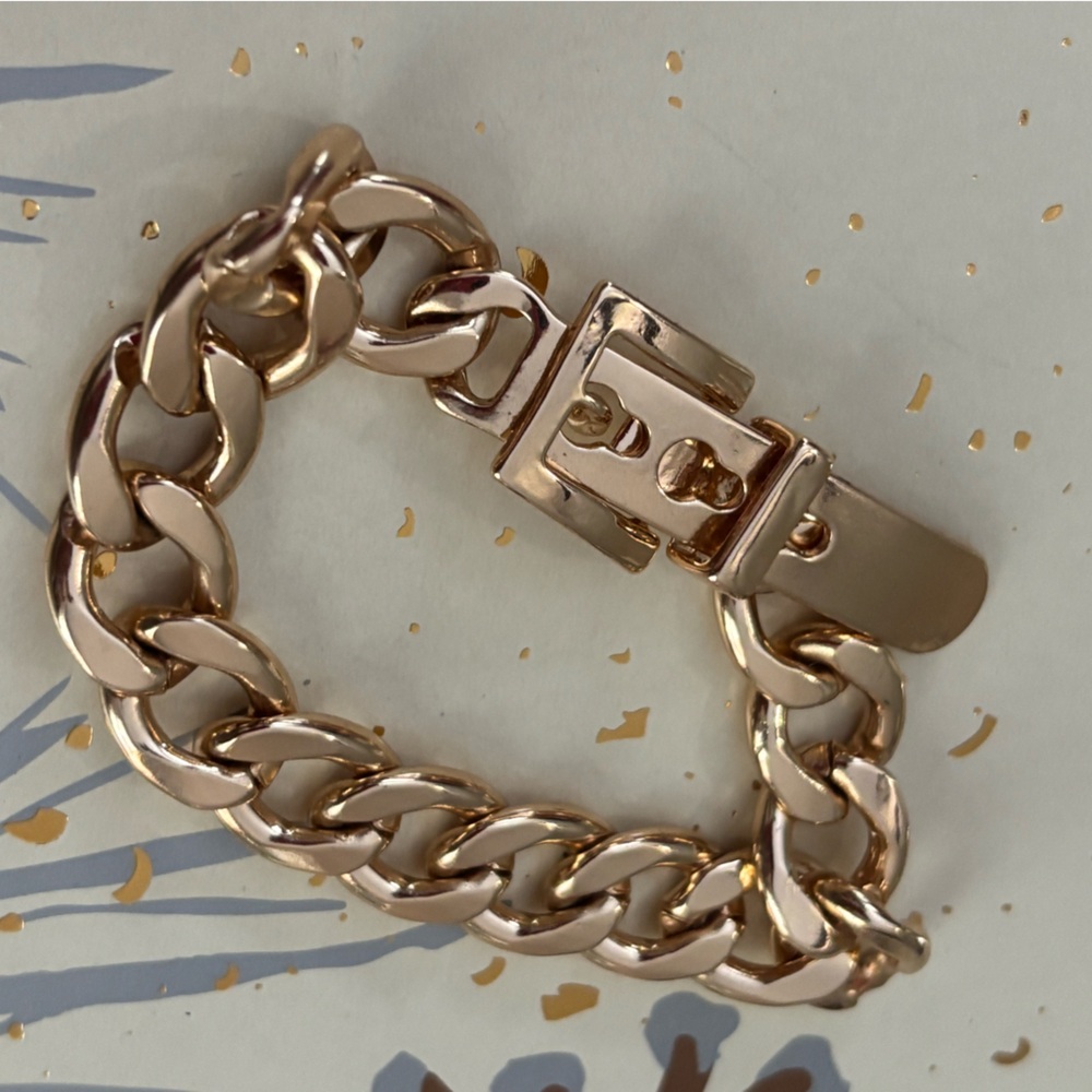 Gold tone belt buckle bracelet